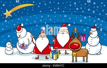 Natale i personaggi dei cartoni animati Illustrazione Vettoriale