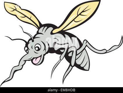 Cartoon mosquito battenti Illustrazione Vettoriale