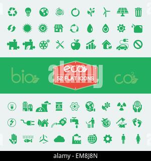 Ecologia Flat icona impostare Illustrazione Vettoriale