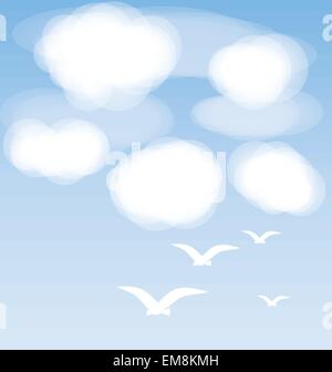 Uccelli e nuvole Illustrazione Vettoriale