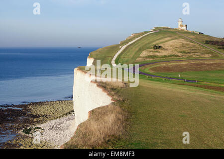 Belle Tout faro, Beachy Head, Sette sorelle cliffs, Eastbourne, East Sussex, Inghilterra Foto Stock