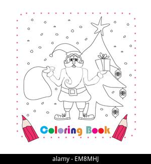 Divertente Babbo Natale Natale carattere, libro da colorare Illustrazione Vettoriale