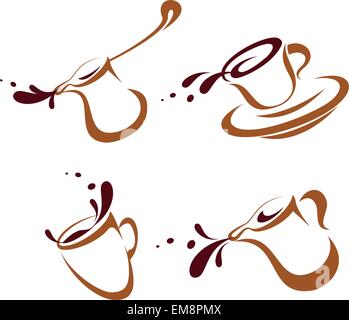 Set di vettore di tazze da caffè icone Illustrazione Vettoriale