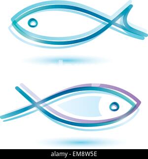 Logo-come vettore di pesce simbolo, isolato set di icone Illustrazione Vettoriale