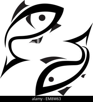 Logo-come vettore di pesce simbolo, isolato set di icone Illustrazione Vettoriale