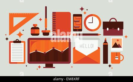 Set di strumenti di office illustrazione Illustrazione Vettoriale