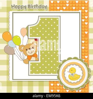 Primo anniversario card Illustrazione Vettoriale