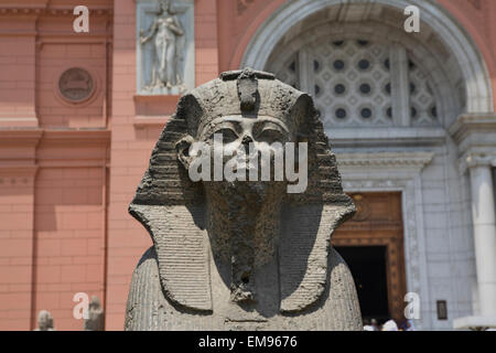 Sphinx al museo egizio, di fronte a Piazza Tahrir al Cairo, Egitto Foto Stock