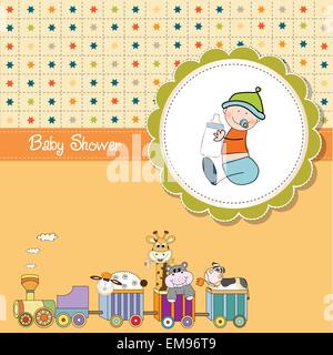 Funny cartoon baby shower card Illustrazione Vettoriale