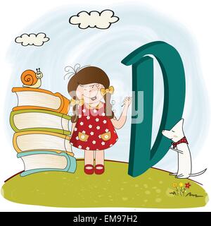 Bambini alfabeto lettere Illustrazione Vettoriale