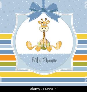 Baby doccia scheda con baby giraffe Illustrazione Vettoriale