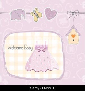 Baby girl doccia card con abito Illustrazione Vettoriale