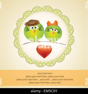 Coppia di uccelli in amore Illustrazione Vettoriale