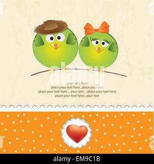 Coppia di uccelli in amore Illustrazione Vettoriale