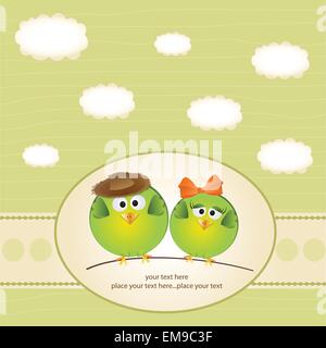 Coppia di uccelli in amore Illustrazione Vettoriale