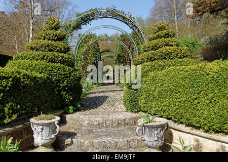 Topiaria da con archi di rose Foto Stock