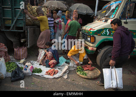 Commercio all'ingrosso mercato ortofrutticolo Bepin Behari Ganguly Street Calcutta Kolkata Foto Stock