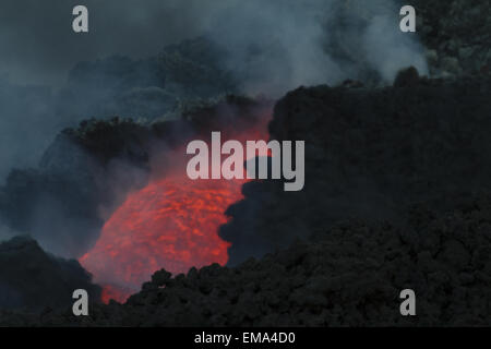 Flusso di lava dell'Etna Foto Stock