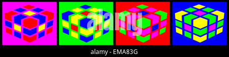 Cubi variopinti su sfondi colorati Foto Stock