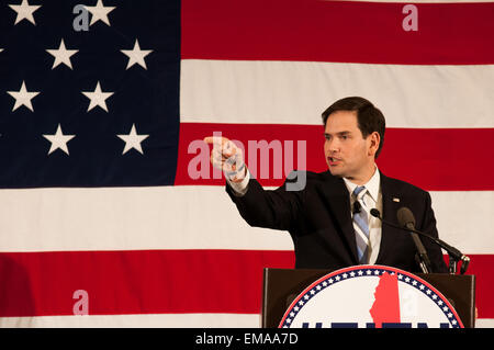 Nashua, New Hampshire, Stati Uniti d'America, 17 Aprile, 2015. Florida il senatore Marco Rubio parla di Nashua, New Hampshire, Stati Uniti d'America. Credito: Andrew Cline/Alamy Live News Foto Stock