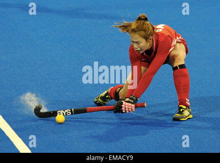 Hastings, Nuova Zelanda. Xviii Apr, 2015. Le due Coree Sunsoon Oh in azione al Festival di Hockey, Nuova Zelanda Womens bacchette nere contro la Corea, Unison Sports Park, Hastings, Sabato, Aprile 118 2015. © Azione Sport Plus/Alamy Live News Foto Stock