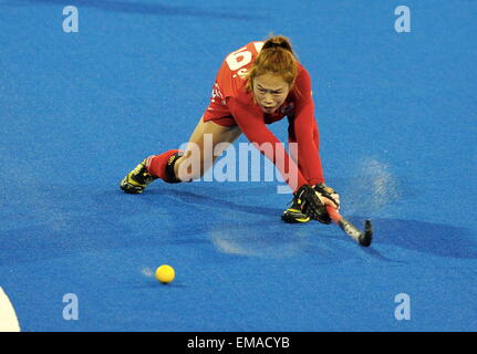 Hastings, Nuova Zelanda. Xviii Apr, 2015. Le due Coree Sunsoon Oh in azione al Festival di Hockey, Nuova Zelanda Womens bacchette nere contro la Corea, Unison Sports Park, Hastings, Sabato, Aprile 118 2015. © Azione Sport Plus/Alamy Live News Foto Stock