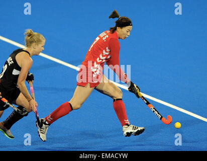 Hastings, Nuova Zelanda. Xviii Apr, 2015. Le due Coree Seunga Park fa una pausa nel Festival di Hockey, Nuova Zelanda Womens bacchette nere contro la Corea, Unison Sports Park, Hastings, Sabato, Aprile 118 2015. © Azione Sport Plus/Alamy Live News Foto Stock