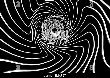 Abstract in bianco e nero tunnel di luce, fatto tramite una lunga esposizione, le linee sono ondulate e suggerire il tempo di viaggio verso l'ignoto. Foto Stock