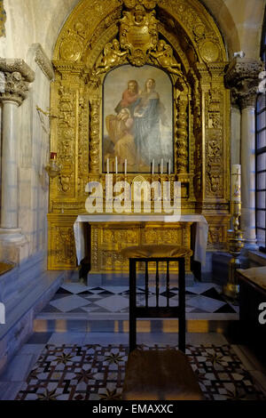 L'oratorio dedicato a Santa Maria d'Egitto sotto la cappella dedicata a nostra Signora dei dolori conosciuta come la Cappella dei Franchi che segna la 10 ° Stazione della Croce situata nella Chiesa del Santo Sepolcro nel quartiere cristiano Old City East Gerusalemme Israele Foto Stock