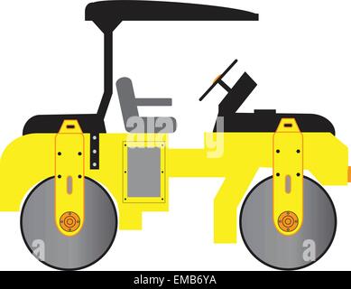 Una illustrazione vettoriale di un mini giallo rullo stradale isolato su bianco Illustrazione Vettoriale