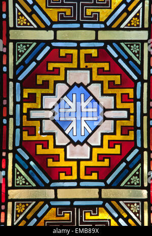 Vetro colorato design pattern a Monserrate Pakace in Sintra - Portogallo Foto Stock