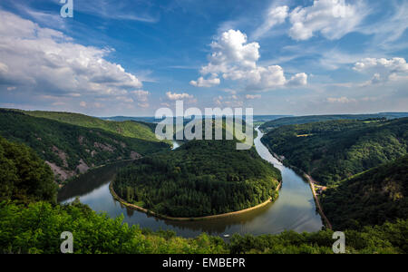 Saar ansa del fiume Saar vicino a Mettlach Saarland Germania Foto Stock