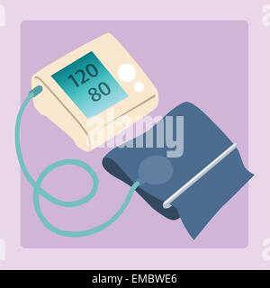 Misure dello sfigmomanometro della pressione del sangue di letture di 120 80 per dispositivo medico Illustrazione Vettoriale