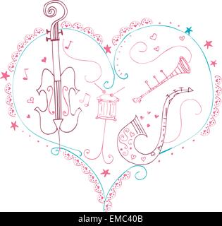 cuore di musica Illustrazione Vettoriale