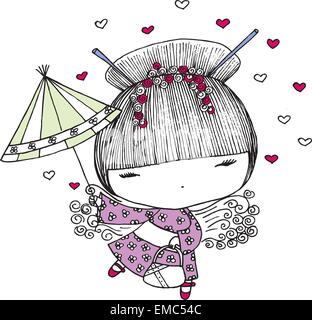 bambola del geisha Illustrazione Vettoriale