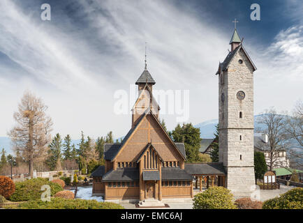 Il vecchio tempio di legno Wang in Karpacz, Polonia. Foto Stock