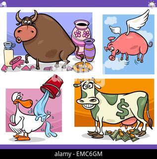 Cartoon parole o concetti proverbi impostato Illustrazione Vettoriale