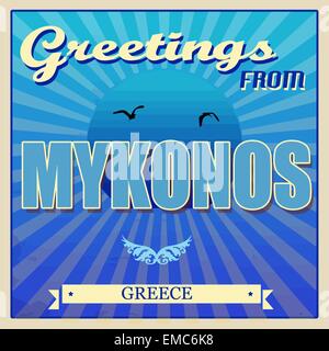 Mykonos, Grecia poster turistico Illustrazione Vettoriale