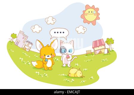 Cartoon animale tema vita Illustrazione Vettoriale