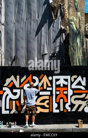 Arte di strada a Shoreditch e Hoxton quartiere di Londra, Regno Unito, Europa Foto Stock