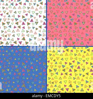 Quattro vettore seamless patterns con triangoli colorati Illustrazione Vettoriale