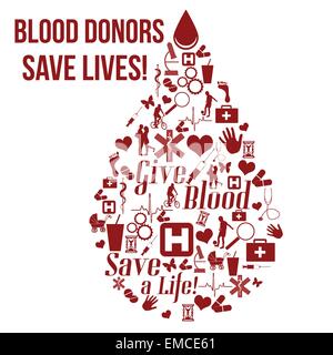 Donare il proprio sangue, salvare un concetto life poster Illustrazione Vettoriale