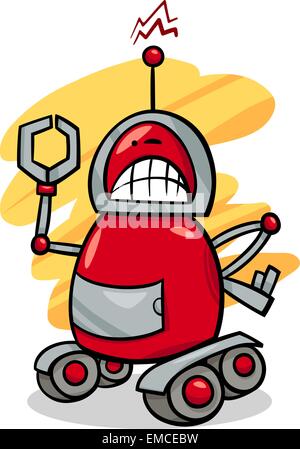 Angry robot cartoon illustrazione Illustrazione Vettoriale