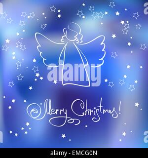 Scheda di natale con angelo Illustrazione Vettoriale