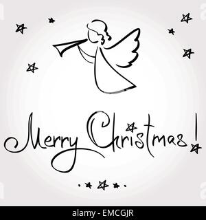 Scheda di natale con angelo Illustrazione Vettoriale
