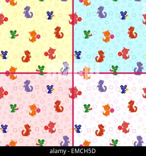 Quattro vettore seamless patterns con animali Illustrazione Vettoriale