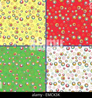 Quattro vettore seamless patterns con cerchi colorati Illustrazione Vettoriale