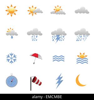 Le icone delle previsioni del tempo Illustrazione Vettoriale