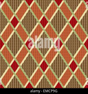 Romboidali di tartan rosso e marrone tessuto texture senza giunture Illustrazione Vettoriale