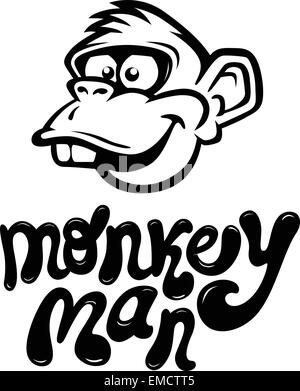 Monkey Cartoon Face Illustrazione Vettoriale